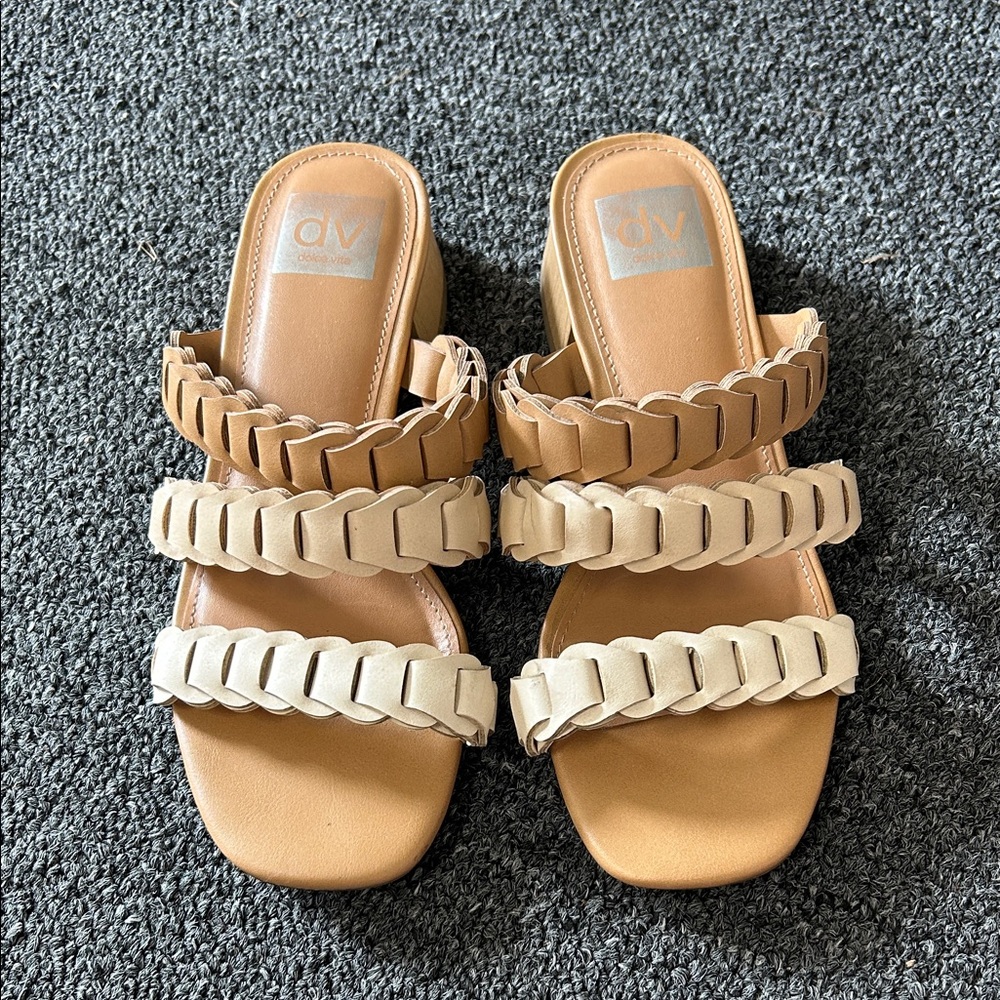 DV by Dolce Vita Tan and Cream Braided Sandals